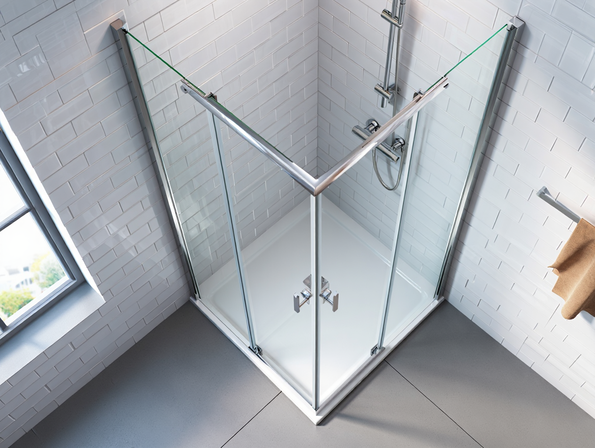 Mampara de Ducha Abatible de Vidrio Templado - Apertura 180° con bisagras de acero inoxidable y cierre magnético